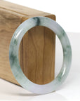 Baikalla Jewelry Jadeite Jade Bangle Bracelet Baikalla "Half Round" Icy Blue-Green Jade Bangle Bracelet (53.7mm) 