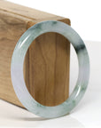 Baikalla Jewelry Jadeite Jade Bangle Bracelet Baikalla "Half Round" Icy Blue-Green Jade Bangle Bracelet (53.7mm) 