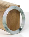 Baikalla Jewelry Jadeite Jade Bangle Bracelet Baikalla "Half Round" Icy Blue-Green Jade Bangle Bracelet (53.7mm) 