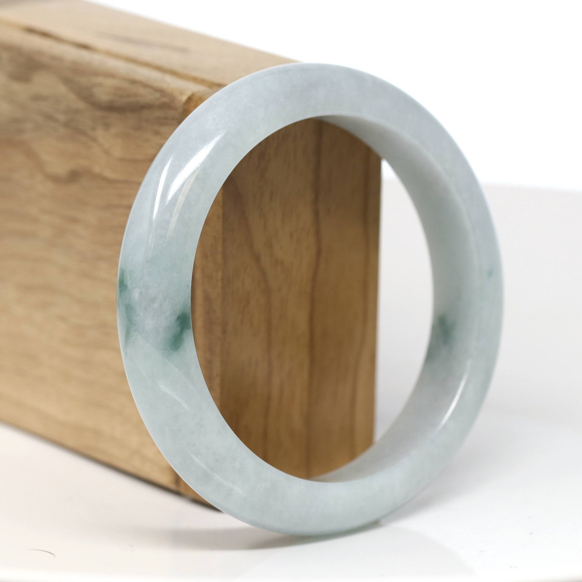 Baikalla Jewelry Jadeite Jade Bangle Bracelet Baikalla "Half Round" Blue-Green Jade Bangle Bracelet (57.42mm) #T533