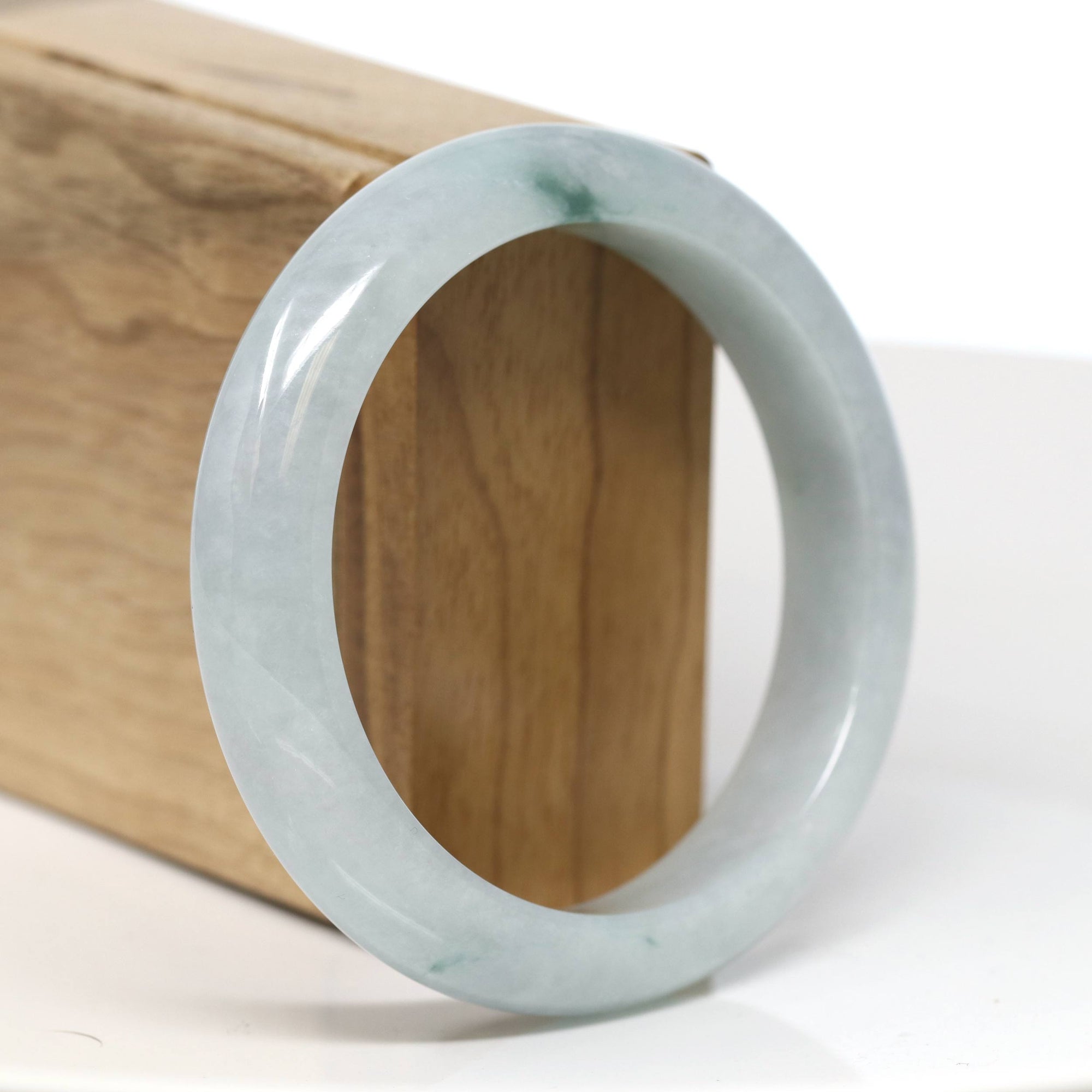 Baikalla Jewelry Jadeite Jade Bangle Bracelet Baikalla "Half Round" Blue-Green Jade Bangle Bracelet (57.42mm) #T533