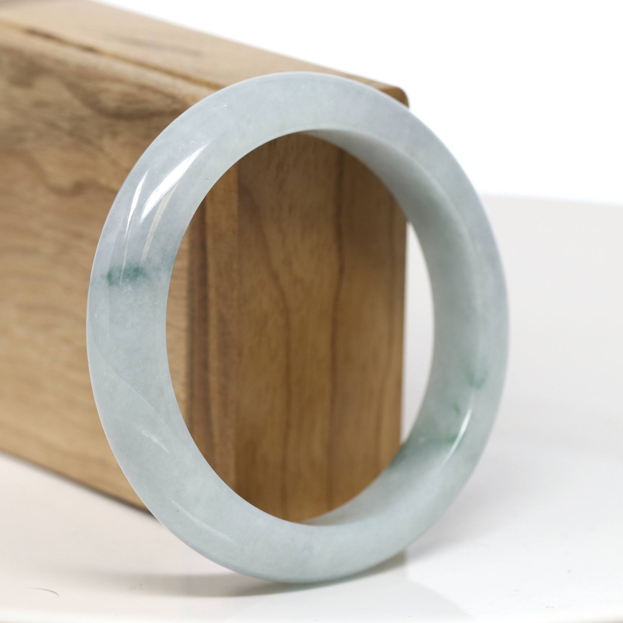 Baikalla Jewelry Jadeite Jade Bangle Bracelet Baikalla "Half Round" Blue-Green Jade Bangle Bracelet (57.42mm) #T533