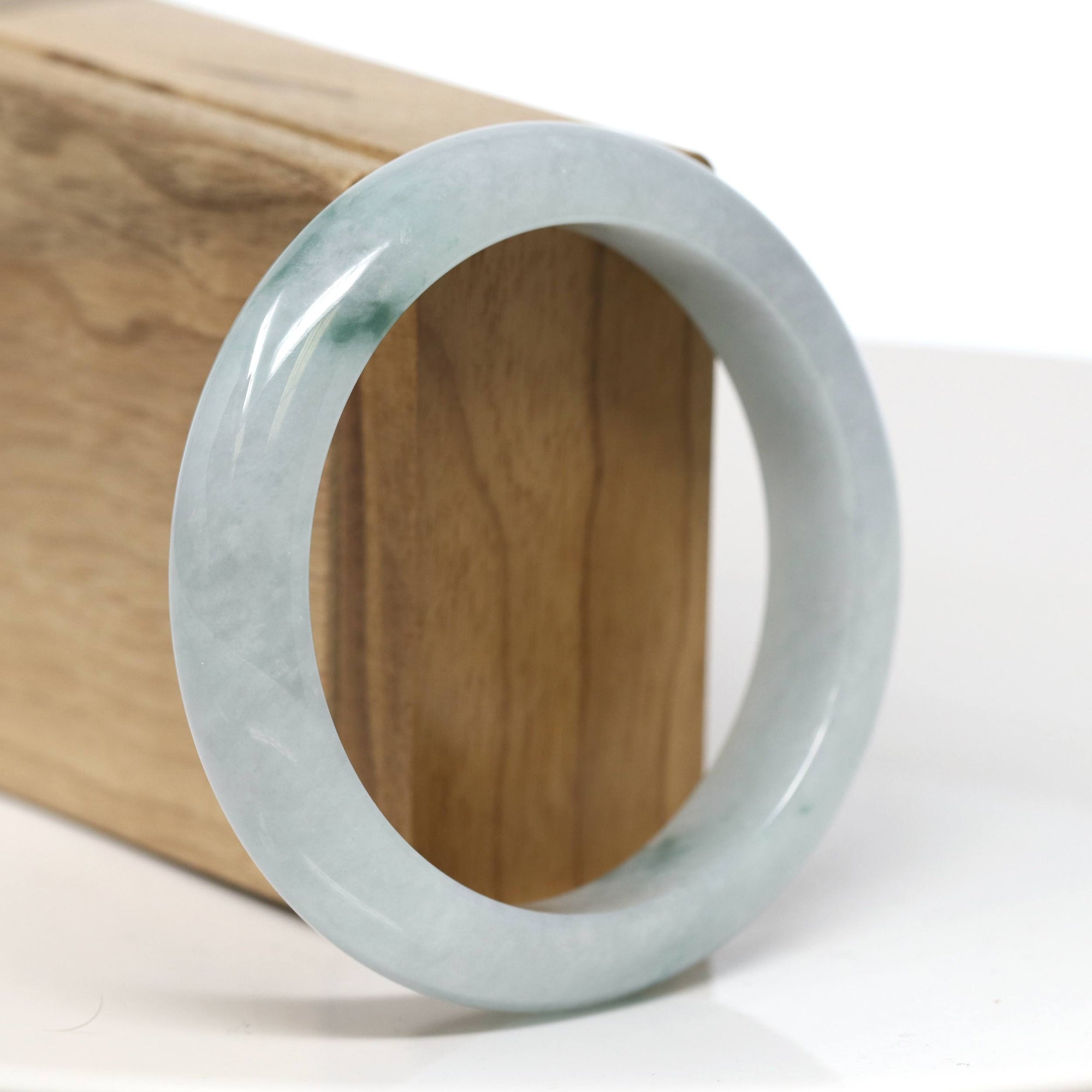 Baikalla Jewelry Jadeite Jade Bangle Bracelet Baikalla "Half Round" Blue-Green Jade Bangle Bracelet (57.42mm) #T533