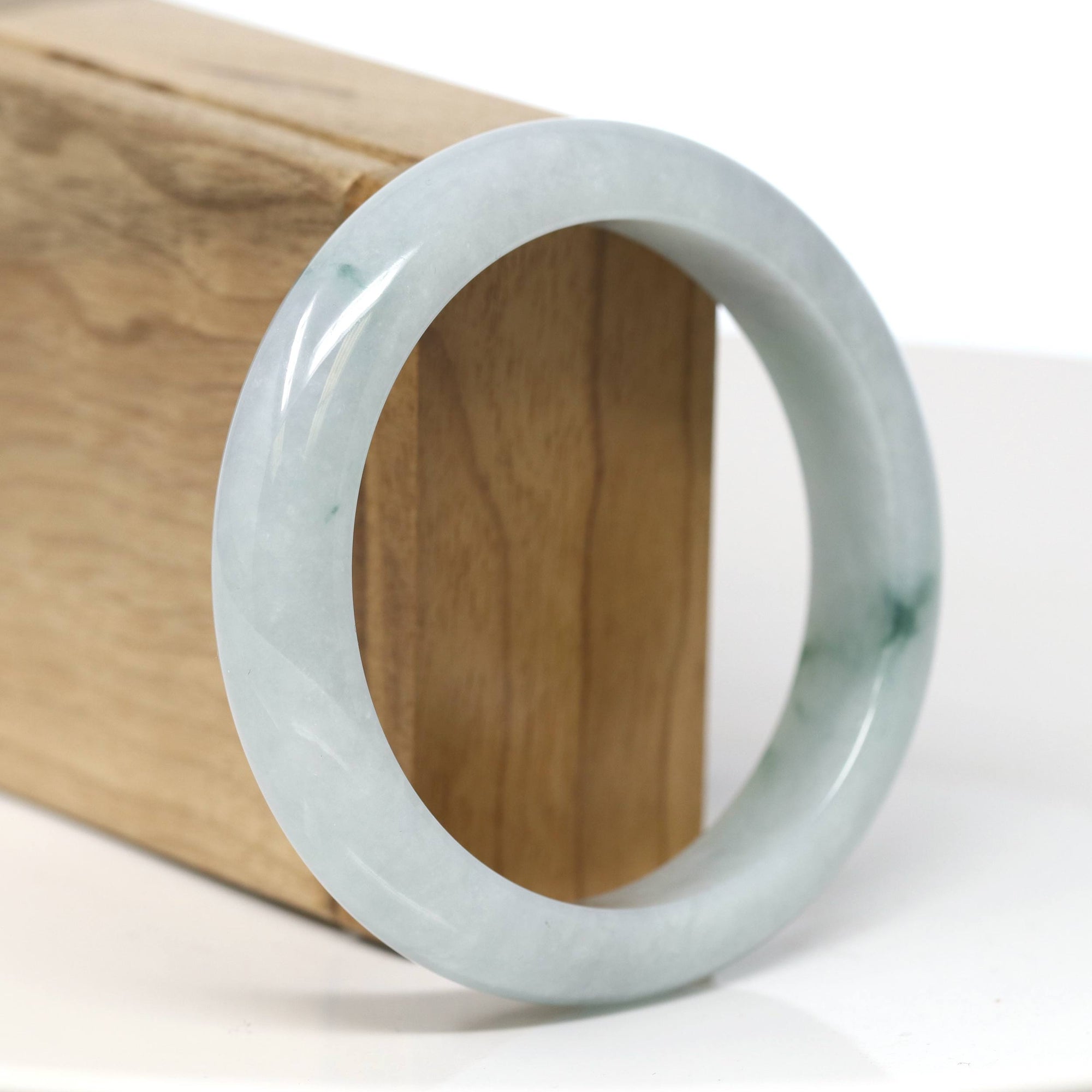 Baikalla Jewelry Jadeite Jade Bangle Bracelet Baikalla "Half Round" Blue-Green Jade Bangle Bracelet (57.42mm) #T533