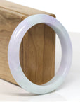 Baikalla Jewelry Jadeite Jade Bangle Bracelet Baikalla "Half Round" Green and Lavender Jade Bangle Bracelet (56.74mm) 