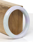 Baikalla Jewelry Jadeite Jade Bangle Bracelet Baikalla "Half Round" Green and Lavender Jade Bangle Bracelet (56.74mm) 