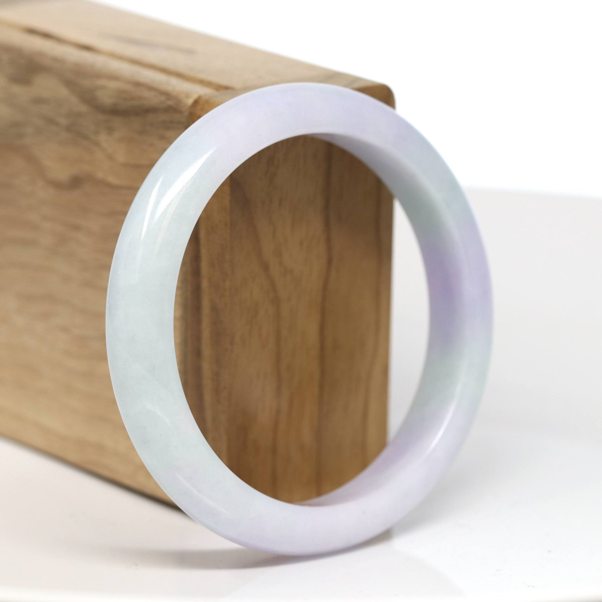 Baikalla Jewelry Jadeite Jade Bangle Bracelet Baikalla "Half Round" Green and Lavender Jade Bangle Bracelet (56.74mm) #T535