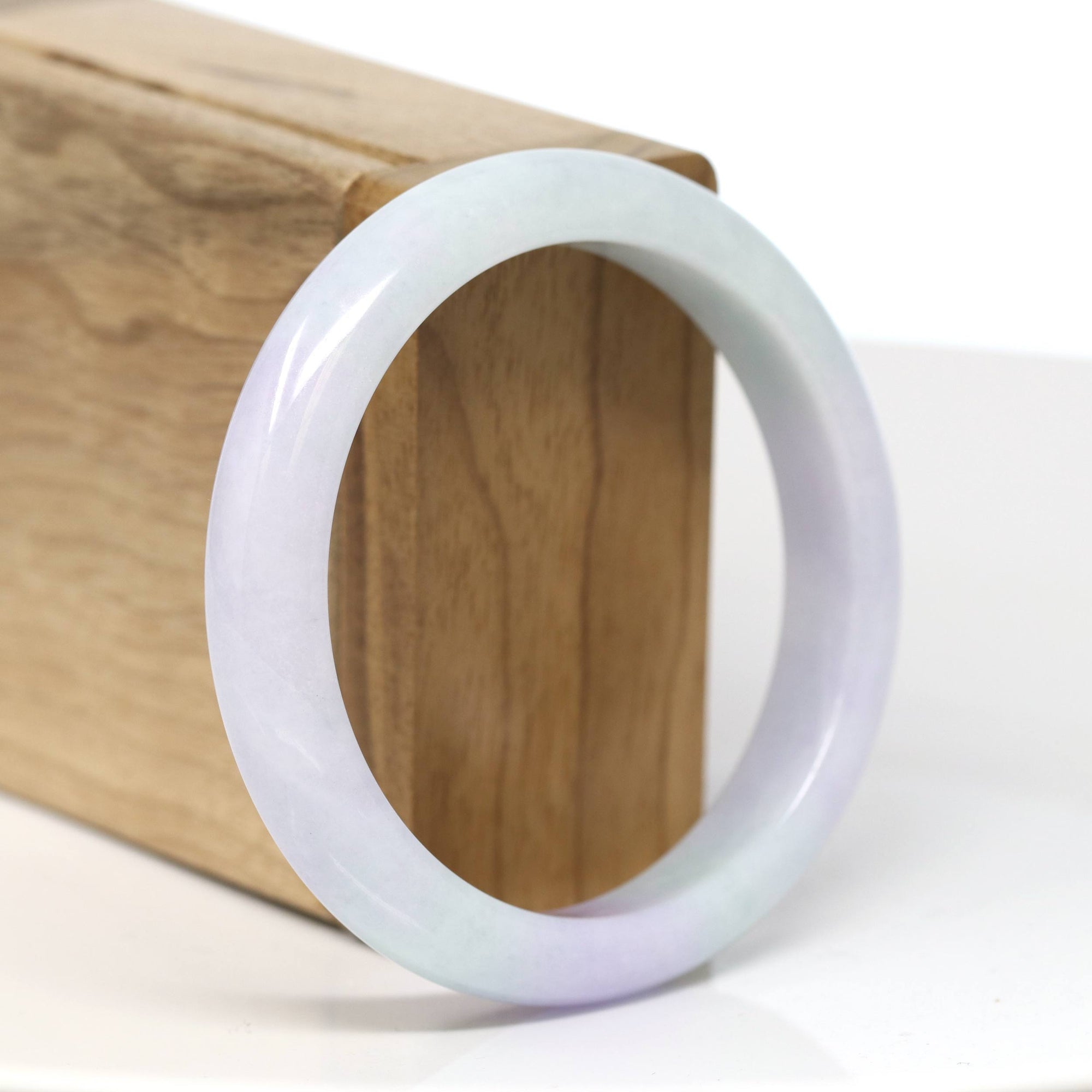 Baikalla Jewelry Jadeite Jade Bangle Bracelet Baikalla "Half Round" Green and Lavender Jade Bangle Bracelet (56.74mm) #T535