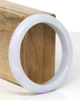 Baikalla Jewelry Jadeite Jade Bangle Bracelet Baikalla "Half Round" Green and Lavender Jade Bangle Bracelet (56.74mm) 
