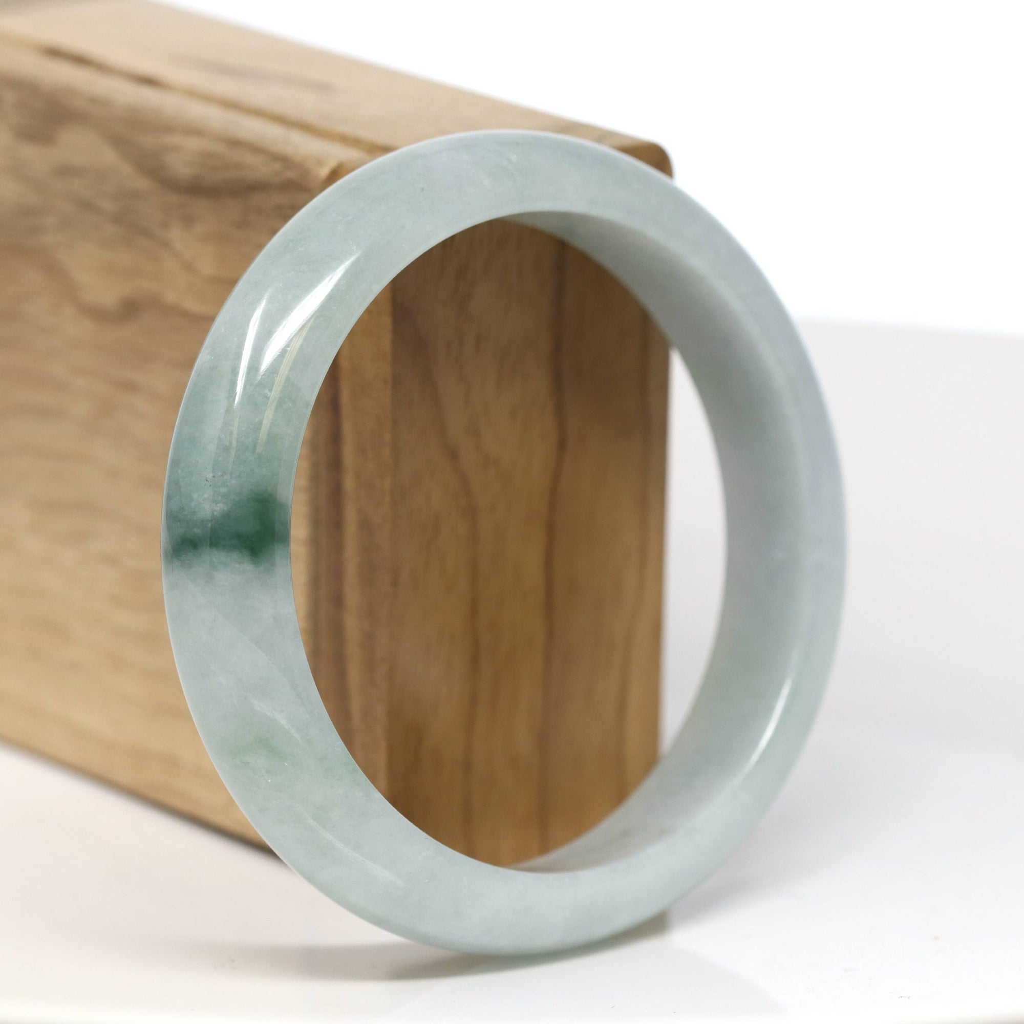 Baikalla Jewelry Jadeite Jade Bangle Bracelet Baikalla "Half Round" Blue-Green Jade Bangle Bracelet (58.78mm) #T538