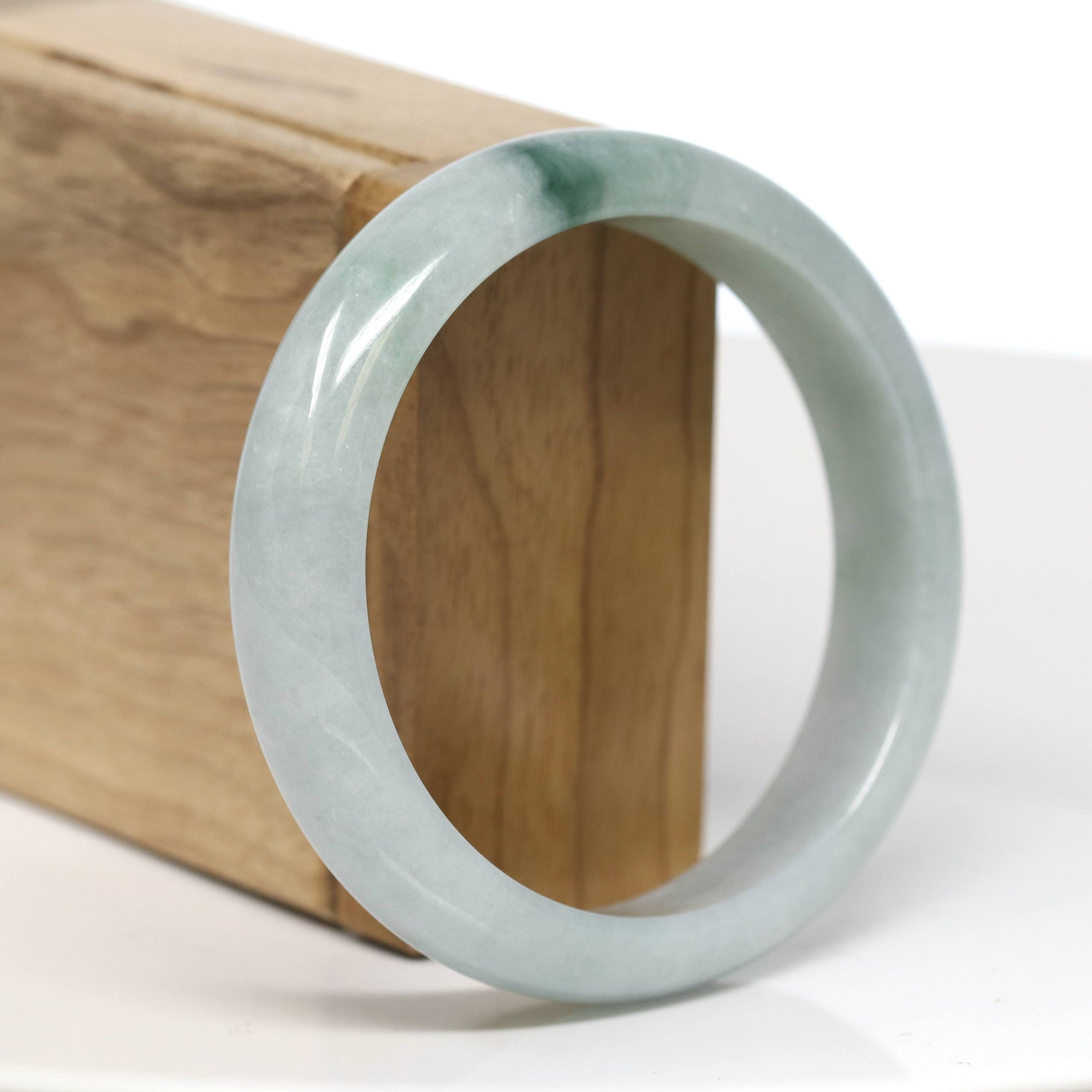 Baikalla Jewelry Jadeite Jade Bangle Bracelet Baikalla "Half Round" Blue-Green Jade Bangle Bracelet (58.78mm) #T538