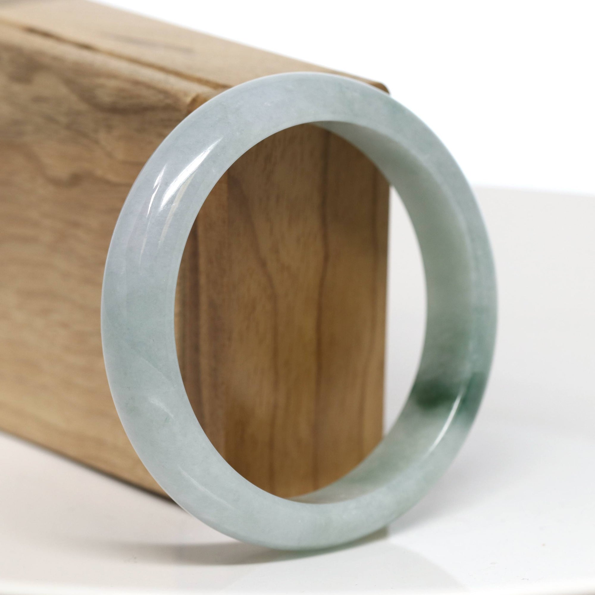 Baikalla Jewelry Jadeite Jade Bangle Bracelet Baikalla "Half Round" Blue-Green Jade Bangle Bracelet (58.78mm) #T538