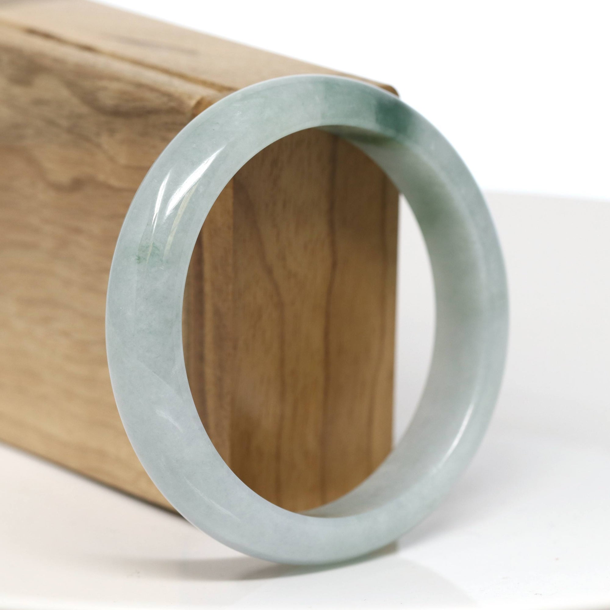 Baikalla Jewelry Jadeite Jade Bangle Bracelet Baikalla "Half Round" Blue-Green Jade Bangle Bracelet (58.78mm) #T538