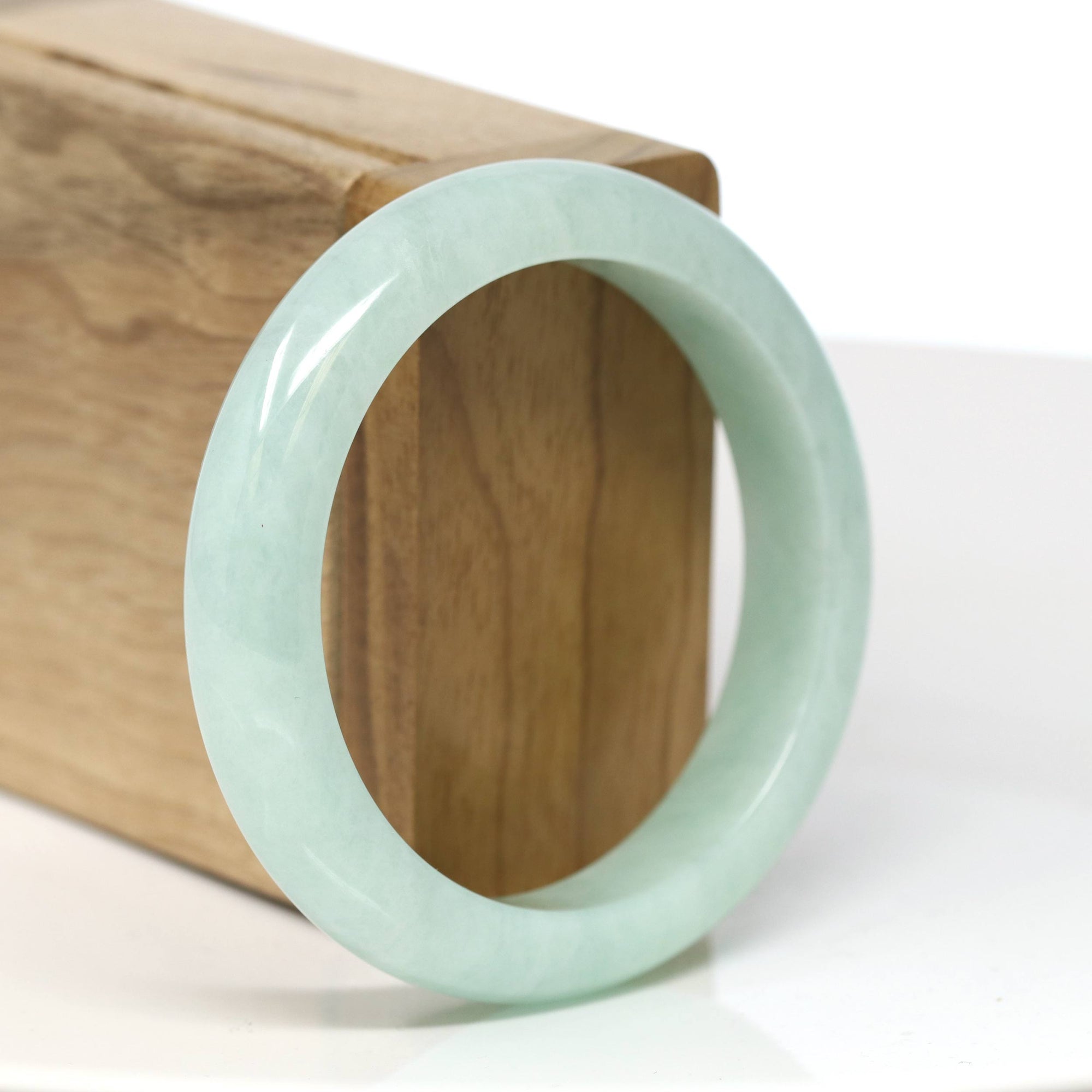 Baikalla Jewelry Jadeite Jade Bangle Bracelet Baikalla "Half Round" Green Jade Bangle Bracelet (54.61mm) #T540