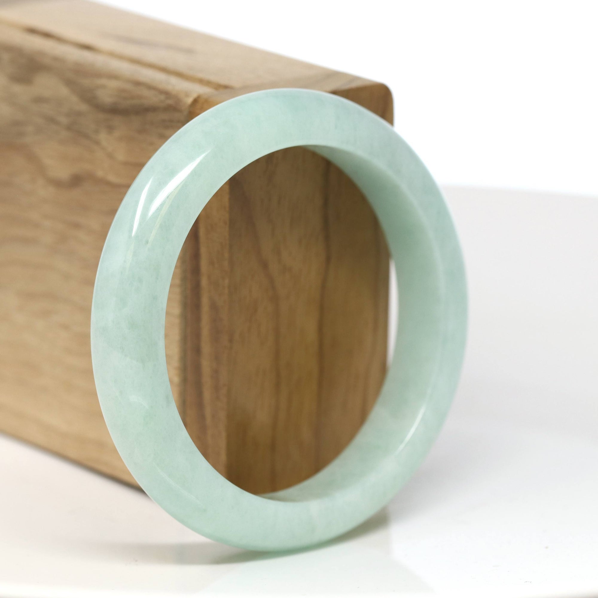 Baikalla Jewelry Jadeite Jade Bangle Bracelet Baikalla "Half Round" Green Jade Bangle Bracelet (54.61mm) #T540