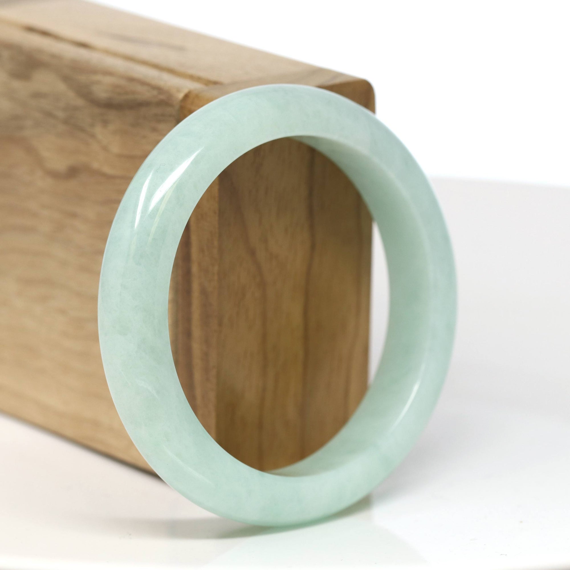 Baikalla Jewelry Jadeite Jade Bangle Bracelet Baikalla "Half Round" Green Jade Bangle Bracelet (54.61mm) #T540