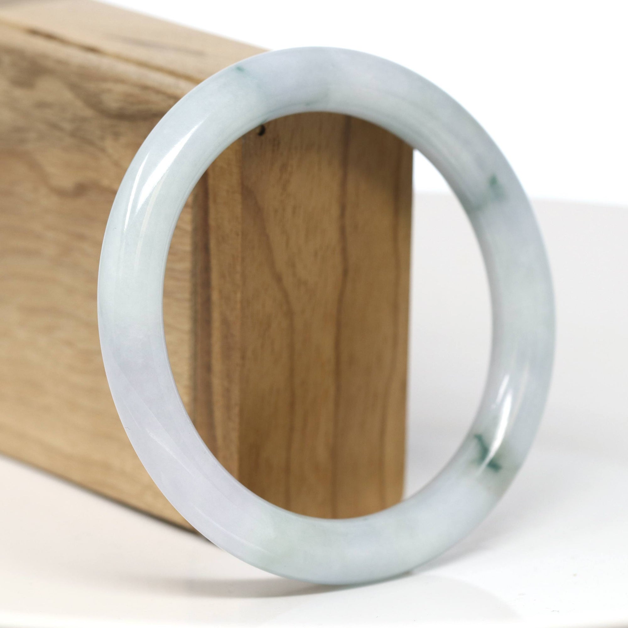 Baikalla Jewelry Jadeite Jade Bangle Bracelet Baikalla "Full Round" Icy Blue-Green Jade Bangle Bracelet (60.04mm) #T542