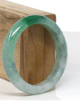 Baikalla Jewelry Jadeite Jade Bangle Bracelet Baikalla "Half Round" Icy Green Jade Bangle Bracelet (56.08mm) 