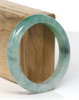 Baikalla Jewelry Jadeite Jade Bangle Bracelet Baikalla "Half Round" Icy Green Jade Bangle Bracelet (56.08mm) 
