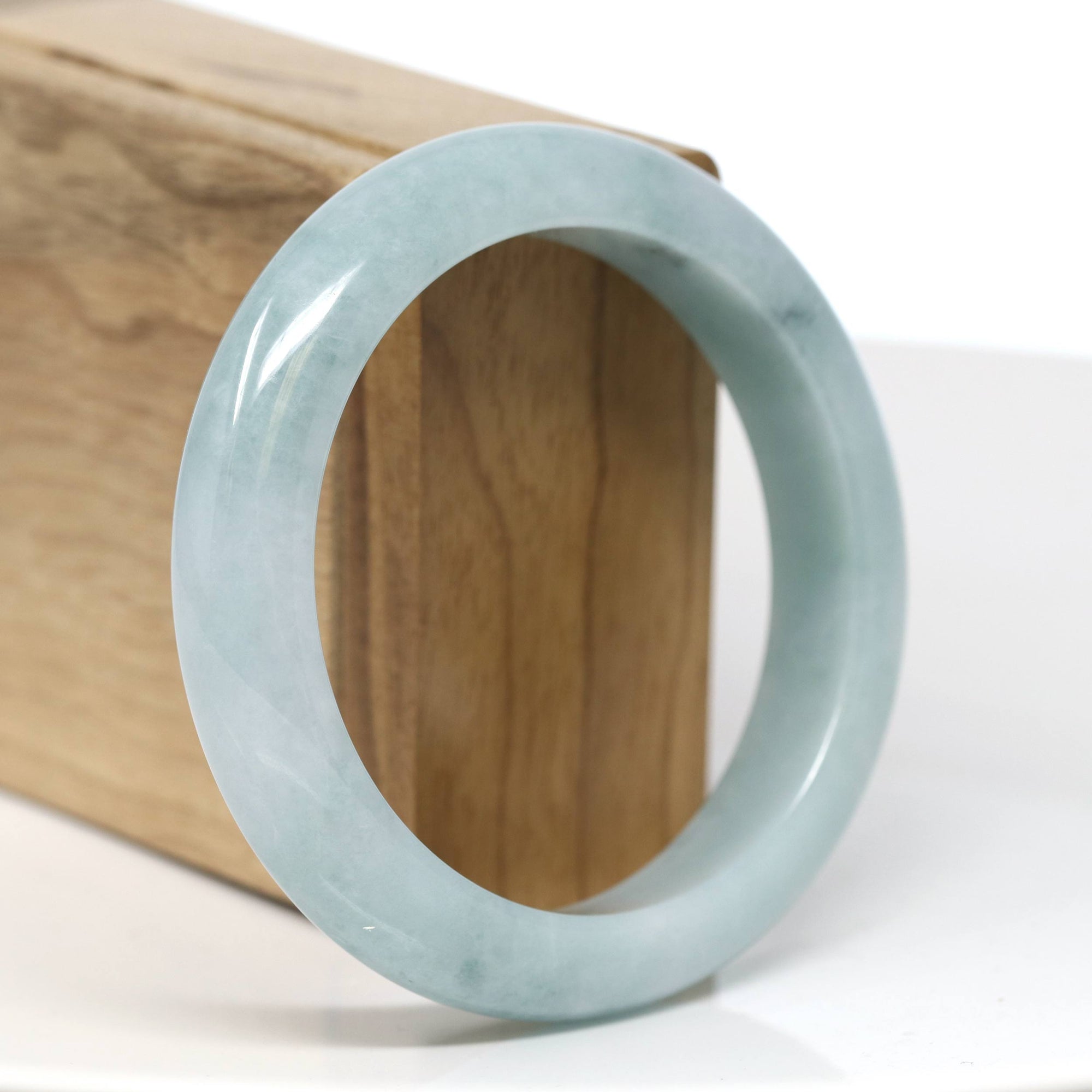 Baikalla Jewelry Jadeite Jade Bangle Bracelet Baikalla "Half Round" Blue-Green Jade Bangle Bracelet (57.23mm) #T548