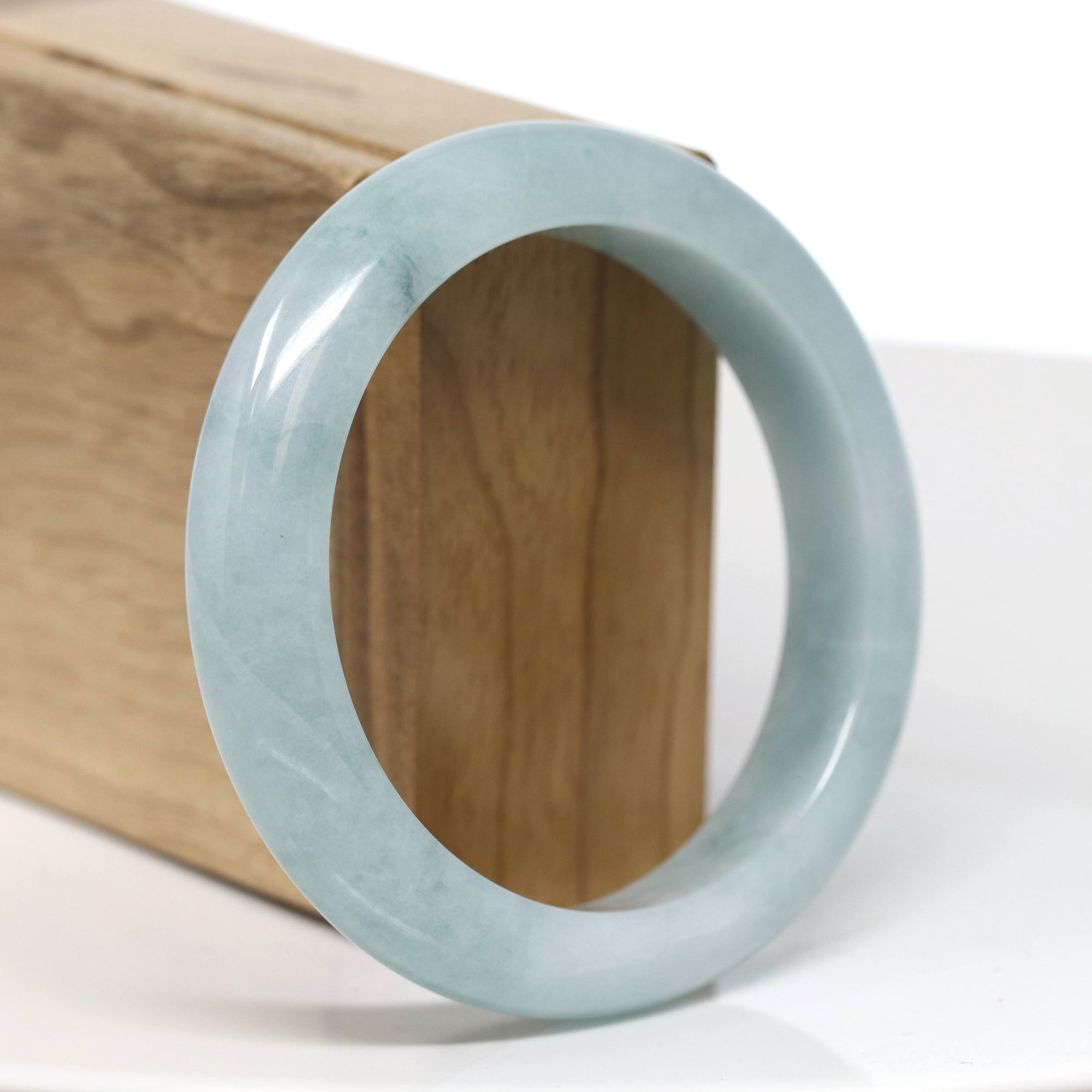 Baikalla Jewelry Jadeite Jade Bangle Bracelet Baikalla "Half Round" Blue-Green Jade Bangle Bracelet (57.23mm) #T548