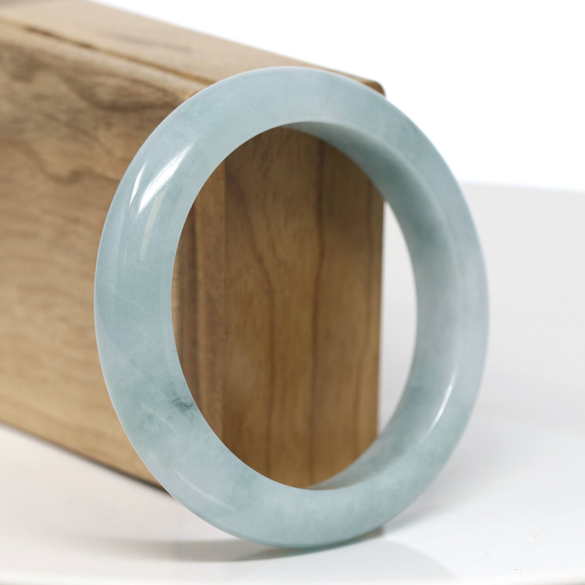 Baikalla Jewelry Jadeite Jade Bangle Bracelet Baikalla "Half Round" Blue-Green Jade Bangle Bracelet (57.23mm) #T548