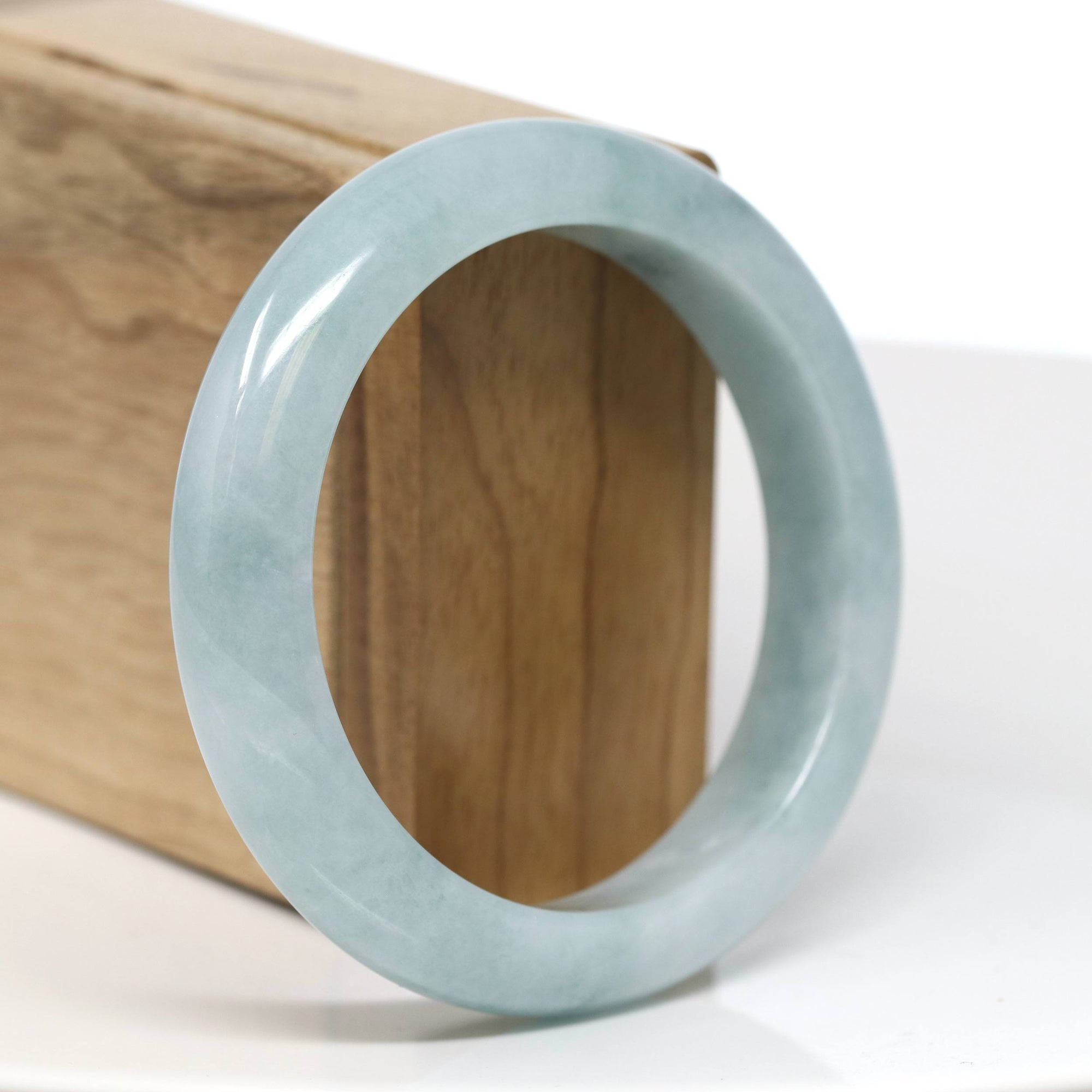 Baikalla Jewelry Jadeite Jade Bangle Bracelet Baikalla "Half Round" Blue-Green Jade Bangle Bracelet (57.23mm) #T548