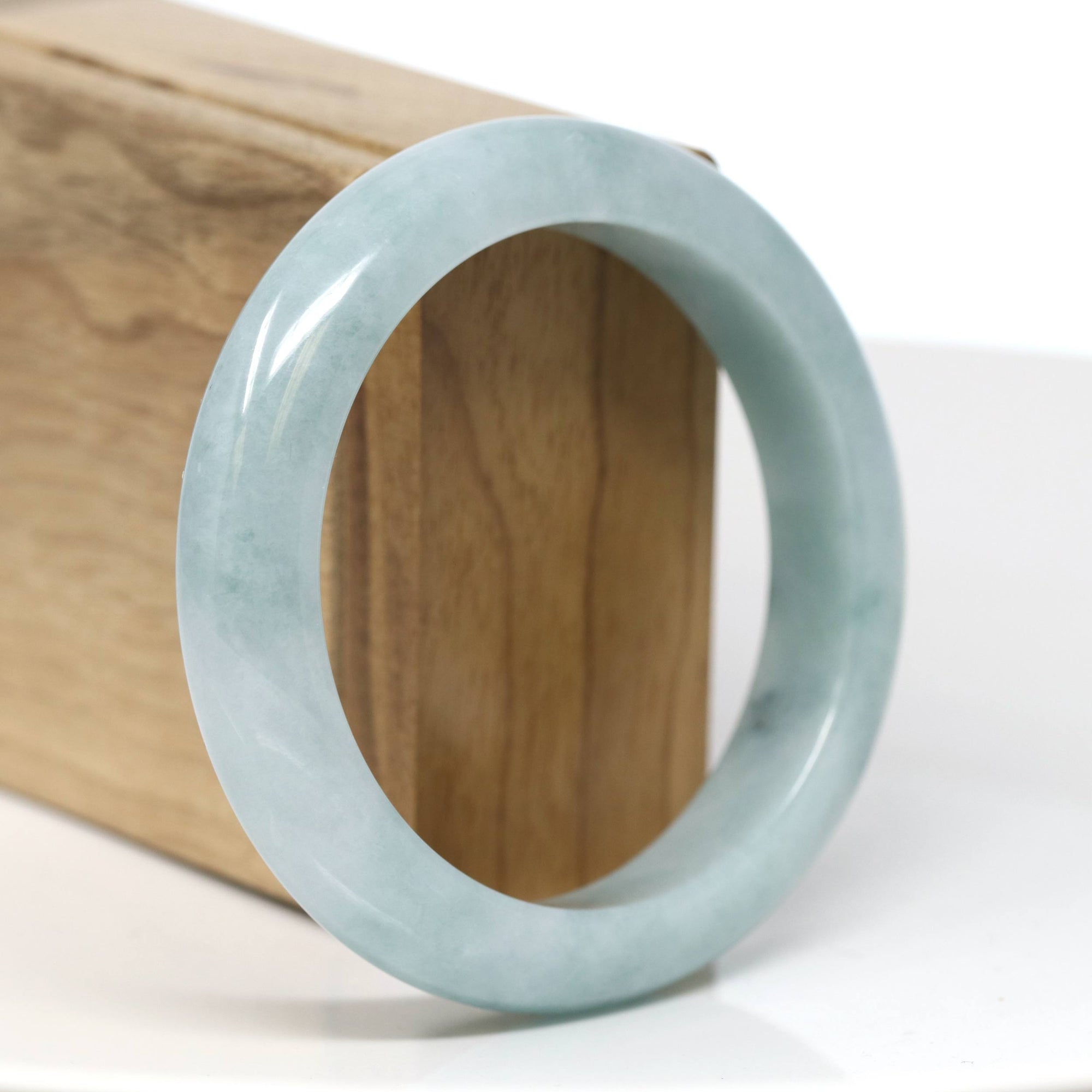 Baikalla Jewelry Jadeite Jade Bangle Bracelet Baikalla "Half Round" Blue-Green Jade Bangle Bracelet (57.23mm) #T548