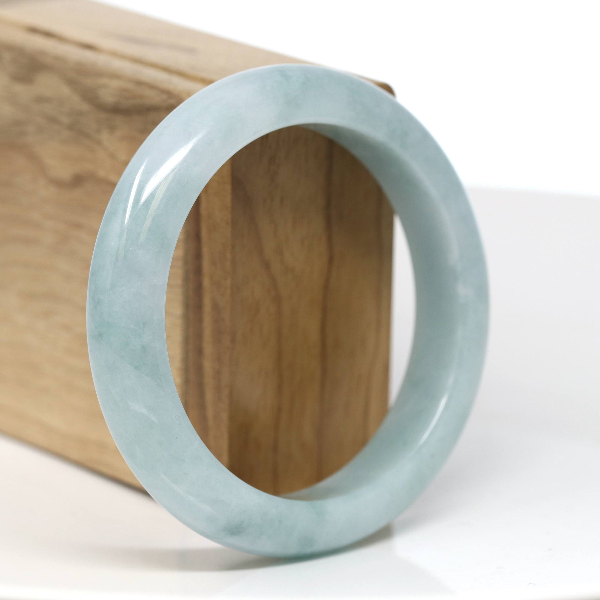 Baikalla Jewelry Jadeite Jade Bangle Bracelet Baikalla "Half Round" Blue-Green Jade Bangle Bracelet (57.23mm) #T548