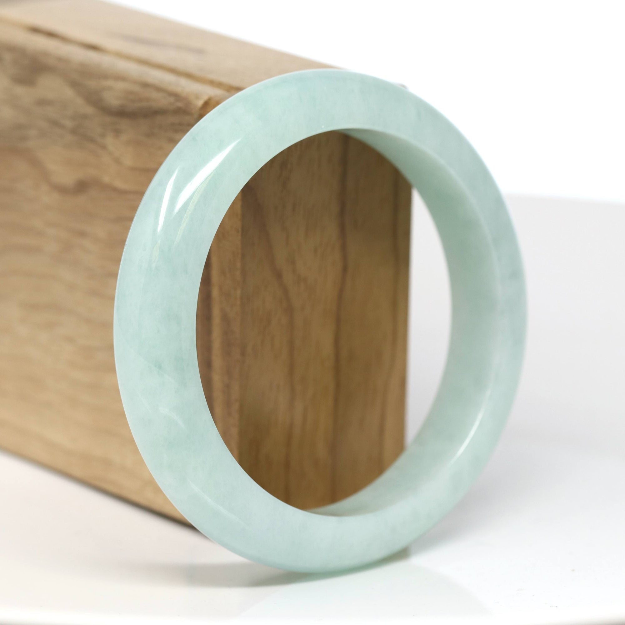 Baikalla Jewelry Jadeite Jade Bangle Bracelet Baikalla "Half Round" Green Jade Bangle Bracelet (56.83mm) #T550