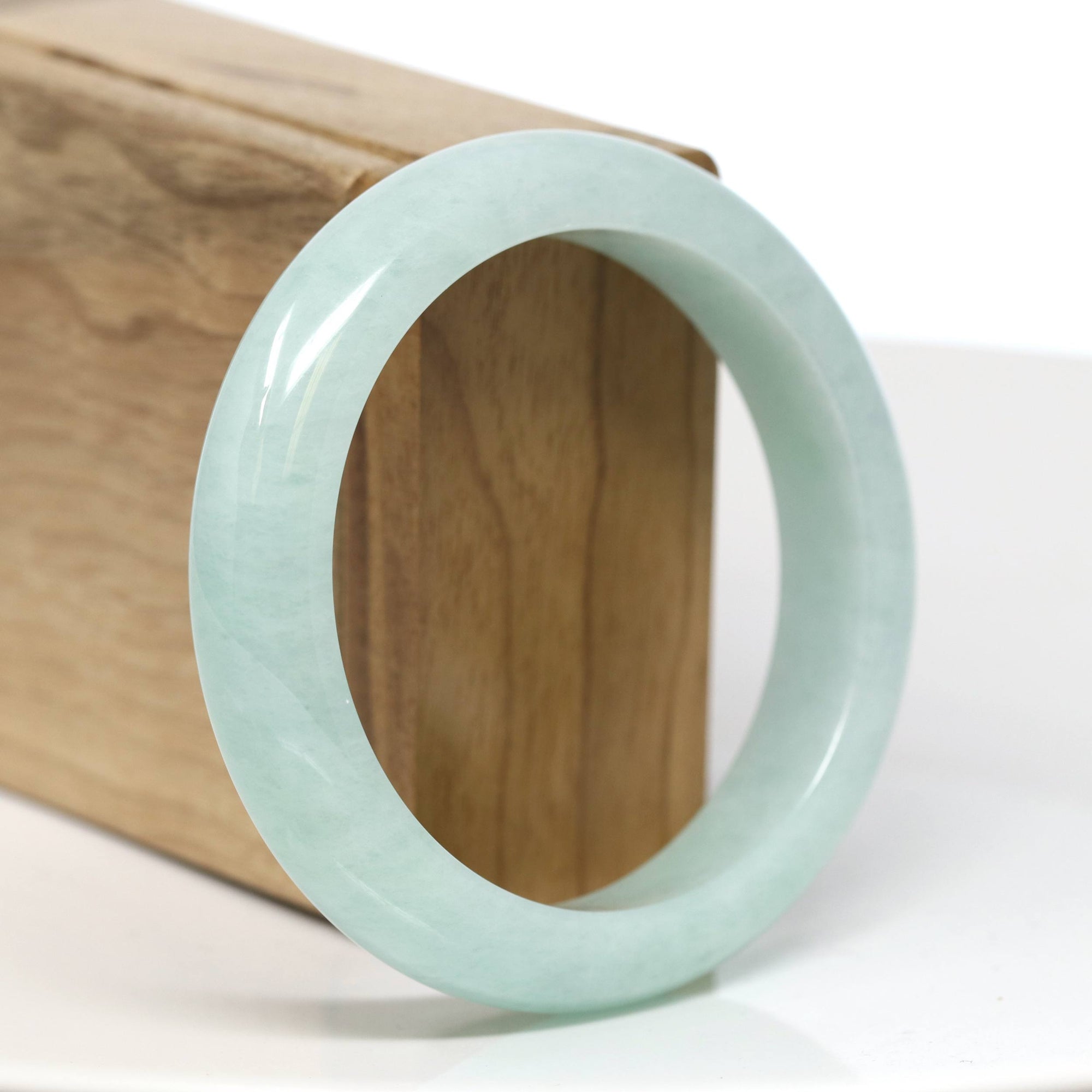 Baikalla Jewelry Jadeite Jade Bangle Bracelet Baikalla "Half Round" Green Jade Bangle Bracelet (56.83mm) #T550