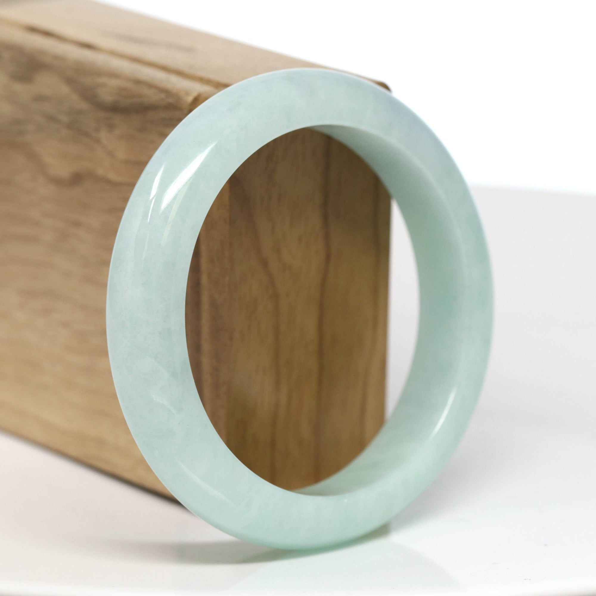 Baikalla Jewelry Jadeite Jade Bangle Bracelet Baikalla "Half Round" Green Jade Bangle Bracelet (56.83mm) #T550