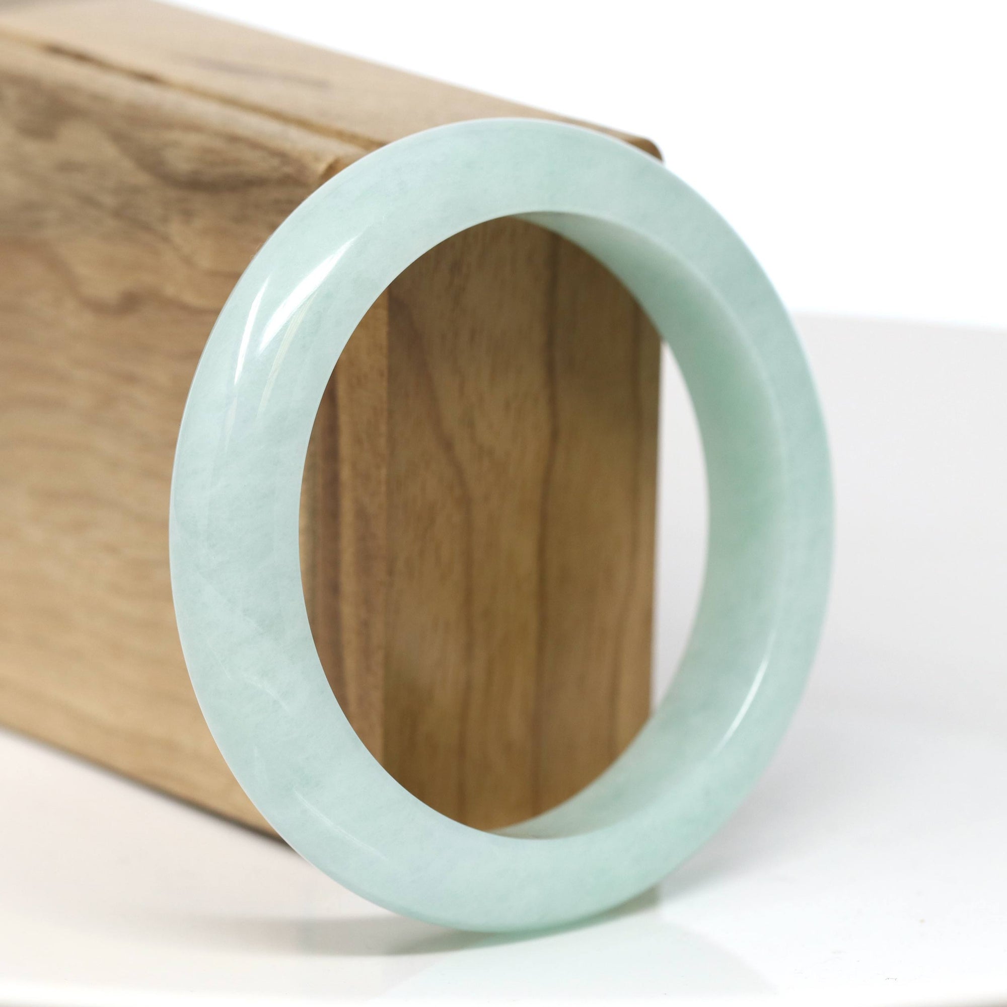 Baikalla Jewelry Jadeite Jade Bangle Bracelet Baikalla "Half Round" Green Jade Bangle Bracelet (56.83mm) #T550