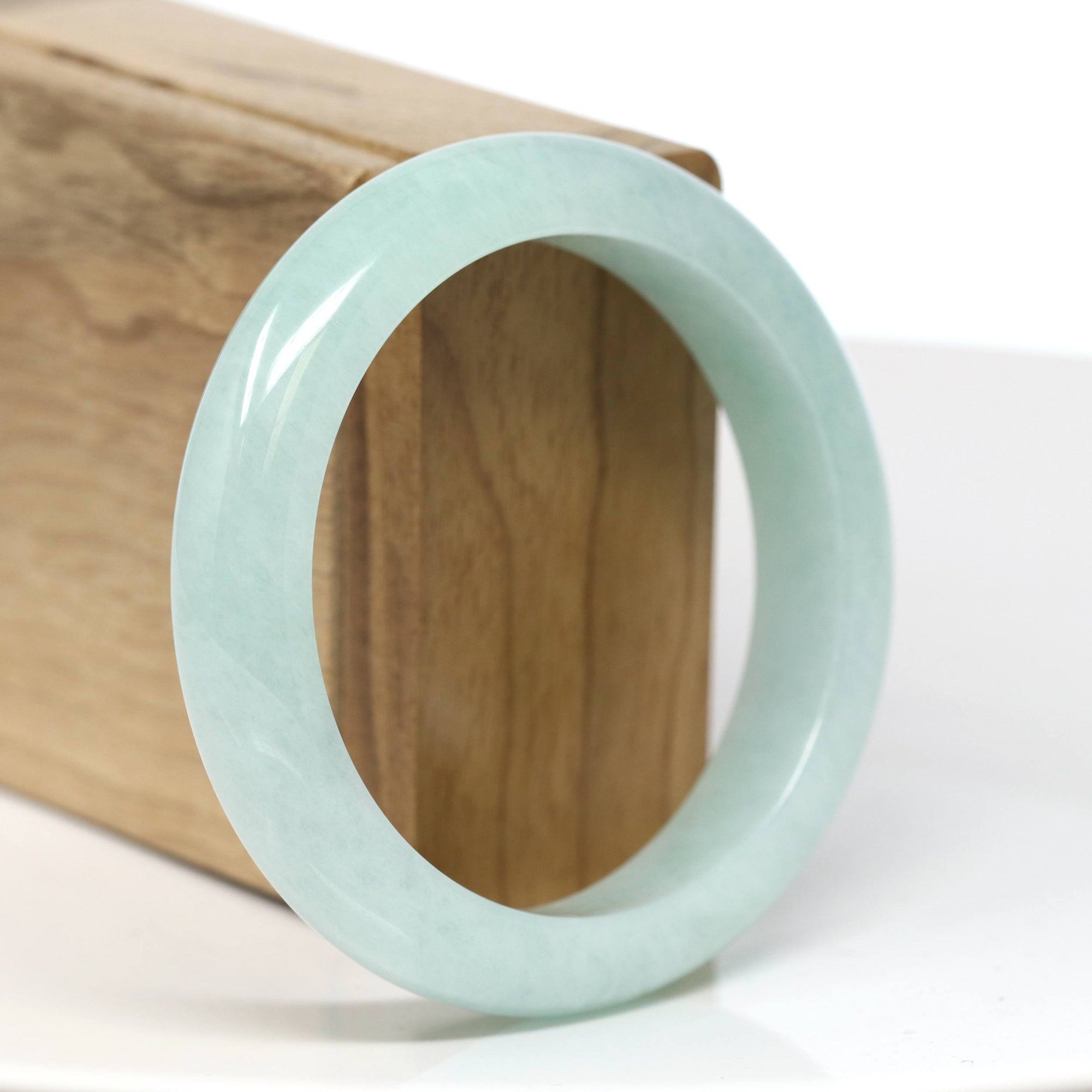 Baikalla Jewelry Jadeite Jade Bangle Bracelet Baikalla "Half Round" Green Jade Bangle Bracelet (56.83mm) #T550