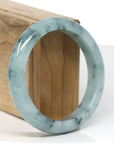 Baikalla Jewelry Jadeite Jade Bangle Bracelet Baikalla "Half Round" Icy Blue-Green Jade Bangle Bracelet (57.70mm) 
