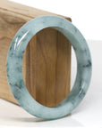 Baikalla Jewelry Jadeite Jade Bangle Bracelet Baikalla "Half Round" Icy Blue-Green Jade Bangle Bracelet (57.70mm) 