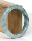 Baikalla Jewelry Jadeite Jade Bangle Bracelet Baikalla "Half Round" Icy Blue-Green Jade Bangle Bracelet (57.70mm) 