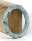 Baikalla Jewelry Jadeite Jade Bangle Bracelet Baikalla "Half Round" Icy Blue-Green Jade Bangle Bracelet (57.70mm) 