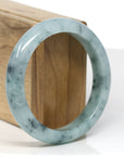 Baikalla Jewelry Jadeite Jade Bangle Bracelet Baikalla "Half Round" Icy Blue-Green Jade Bangle Bracelet (57.70mm) 
