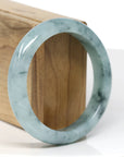 Baikalla Jewelry Jadeite Jade Bangle Bracelet Baikalla "Half Round" Icy Blue-Green Jade Bangle Bracelet (57.70mm) 