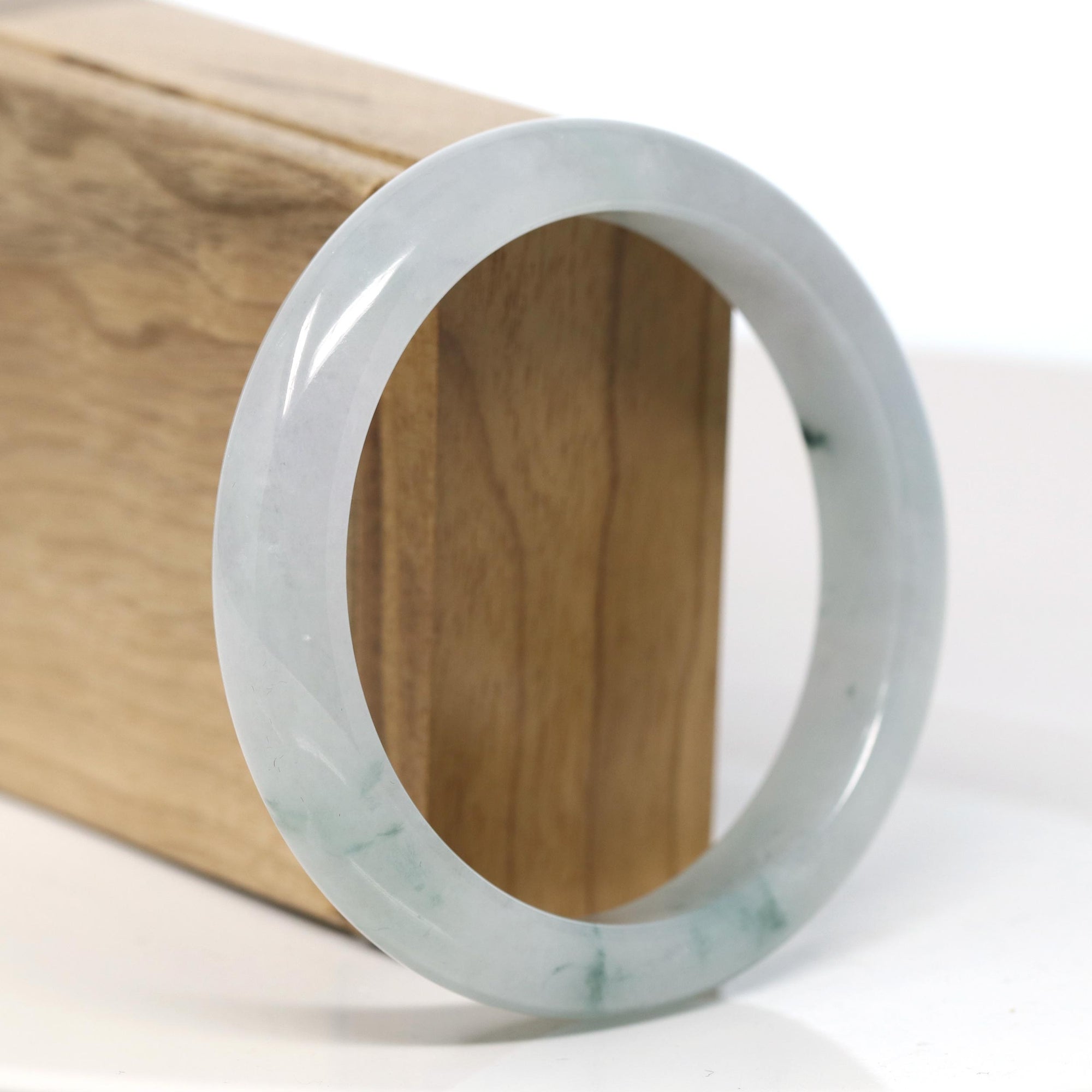 Baikalla Natural Icy Blue-Green Jadeite Jade Bangle Bracelet (59.43mm) 