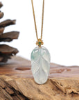 Genuine Ice Green Jadeite Jade Jin Zhi Yu Ye (Leaf) Necklace