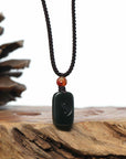 Genuine Nephrite Black Jade Yin Yang Pendant Necklace