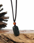 Genuine Nephrite Black Jade Yin Yang Pendant Necklace