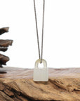 Baikalla Genuine Ice Jadeite Jade Lock Necklace Pendant
