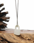 Baikalla Genuine Ice Jadeite Jade Lock Necklace Pendant
