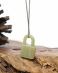 Baikalla Genuine Ice Yellow Jadeite Jade Lock Necklace Pendant