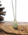 Baikalla Genuine Ice Jadeite Jade Lock Necklace Pendant