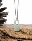 Baikalla Genuine Ice Jadeite Jade Lock Necklace Pendant