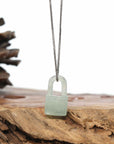 Baikalla Genuine Ice Jadeite Jade Lock Necklace Pendant
